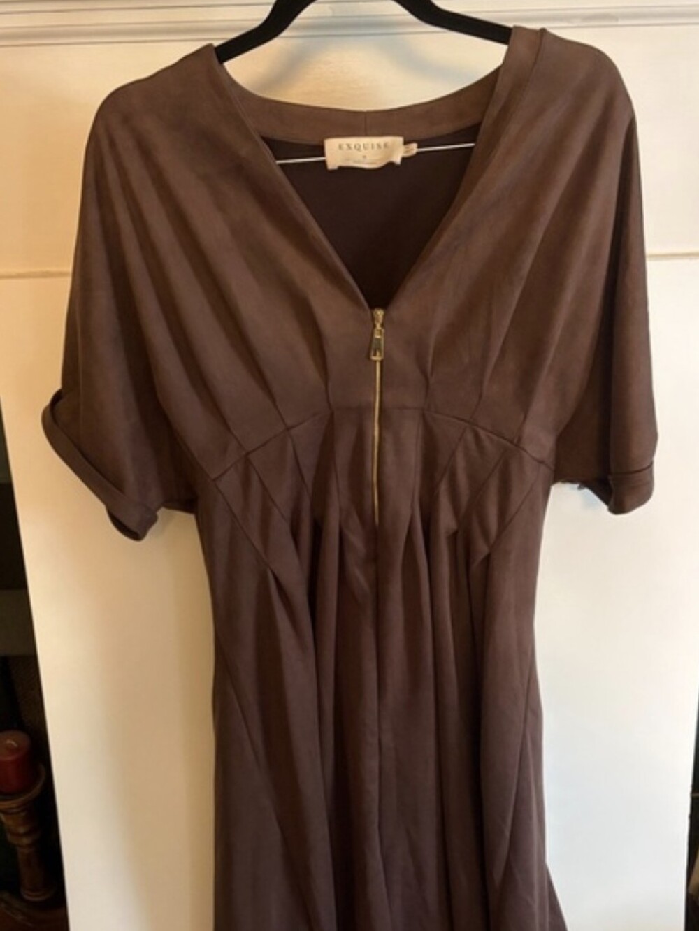 Exquise Brown Midi Dress with Front Zip Woman's size 1X